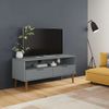 Mueble De Tv Molde Madera Maciza De Pino Gris 106x40x49 Cm