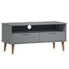 Mueble De Tv Molde Madera Maciza De Pino Gris 106x40x49 Cm