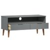 Mueble De Tv Molde Madera Maciza De Pino Gris 106x40x49 Cm