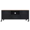 Mueble Tv Hierro Y Madera Maciza De Abeto Negro 110x30x43 Cm