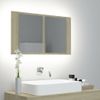 Armario Espejo De Baño Led Acrílico Roble Sonoma 80x12x45 Cm