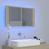 Armario Espejo De Baño Led Acrílico Roble Sonoma 80x12x45 Cm