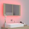 Armario Espejo De Baño Led Acrílico Roble Sonoma 80x12x45 Cm