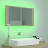 Armario Espejo De Baño Led Acrílico Roble Sonoma 80x12x45 Cm