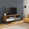 Mueble De Tv Molde Madera Maciza De Pino Marrón 106x40x49 Cm