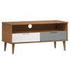 Mueble De Tv Molde Madera Maciza De Pino Marrón 106x40x49 Cm