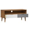 Mueble De Tv Molde Madera Maciza De Pino Marrón 106x40x49 Cm