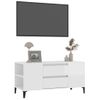 Mueble De Tv Madera Contrachapada Blanco Brillo 102x44,5x50 Cm