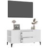 Mueble De Tv Madera Contrachapada Blanco Brillo 102x44,5x50 Cm