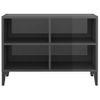 Mueble De Tv Con Patas De Metal Gris Brillante 69,5x30x50 Cm