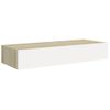 Estante Con Cajón De Pared Mdf Roble Y Blanco 60x23,5x10 Cm