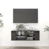 Mueble Pared Tv Madera Contrachapada Negro Brillo 102x35x35 Cm