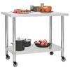 Mesa De Trabajo Para Cocina Con Ruedas Acero Inox 100x30x85 Cm