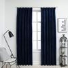 Cortinas Opacas Ganchos 2 Pzas Terciopelo Azul Oscuro 140x225cm