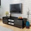 Mueble De Tv Negro Brillo 140x40,5x35 Cm