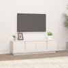 Mueble De Tv Madera Maciza De Pino Blanco 140x40x40 Cm