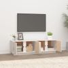 Mueble De Tv Madera Maciza De Pino Blanco 140x40x40 Cm