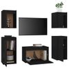 Muebles Para Tv 5 Piezas Madera Maciza De Pino Negro