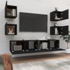 Set De Muebles Para Tv 6 Piezas Madera Contrachapada Negro