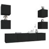 Set De Muebles Para Tv 6 Piezas Madera Contrachapada Negro