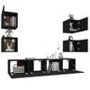 Set De Muebles Para Tv 6 Piezas Madera Contrachapada Negro