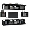 Set De Muebles Para Tv 6 Piezas Madera Contrachapada Negro