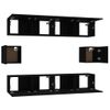 Set De Muebles Para Tv 6 Piezas Madera Contrachapada Negro