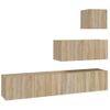 Set De Muebles Para Tv 4 Pzas Madera Contrachapada Roble Sonoma