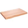 Encimera Baño Madera Maciza Tratada Marrón Claro 80x50x(2-6) Cm