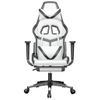 Silla Gaming Con Reposapiés Cuero Sintético Blanco Negro