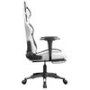 Silla Gaming Con Reposapiés Cuero Sintético Blanco Negro