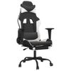 Silla Gaming Con Reposapiés Cuero Sintético Negro Blanco