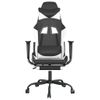 Silla Gaming Con Reposapiés Cuero Sintético Negro Blanco