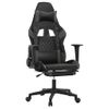 Silla Gaming Con Reposapiés Cuero Sintético Negro Gris