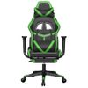 Silla Gaming Con Reposapiés Cuero Sintético Negro Verde