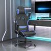 Silla Gaming Con Reposapiés Tela Negro Y Azul