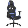 Silla Gaming Con Reposapiés Tela Negro Y Azul