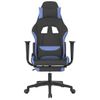 Silla Gaming Con Reposapiés Tela Negro Y Azul