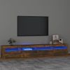 Mueble De Tv Con Luces Led Color Roble Ahumado 240x35x40 Cm