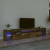 Mueble De Tv Con Luces Led Color Roble Ahumado 215x36,5x40 Cm