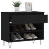 Mueble Zapatero Madera Contrachapada Negro 70x36x60 Cm