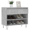 Mueble Zapatero Madera Contrachapada Gris Hormigón 70x36x60 Cm