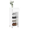 Mueble Zapatero Madera Contrachapada Blanco Brillo 40x36x105 Cm