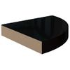 Estante Flotante De Esquina Mdf Negro Brillo 25x25x3,8 Cm