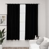 Cortinas Opacas Con Ganchos Look De Lino 2 Pzas Negro 140x175cm