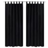 2 Cortinas Negras Micro-satinadas Con Trabillas, 140 X 225 Cm