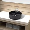 Lavabo De Cerámica Con Agujero Para Grifo/desagüe Negro Redondo