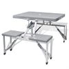 Set Mesa Plegable De Camping Y 4 Taburetes Aluminio Gris Claro