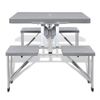 Set Mesa Plegable De Camping Y 4 Taburetes Aluminio Gris Claro