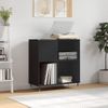 Mueble Para Discos Madera Contrachapada Negro 84,5x38x89 Cm